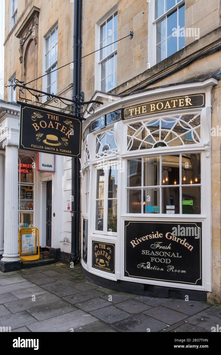 Der Boater Riverside Pub in der Argyle Street in Bath, Somerset Stockfoto