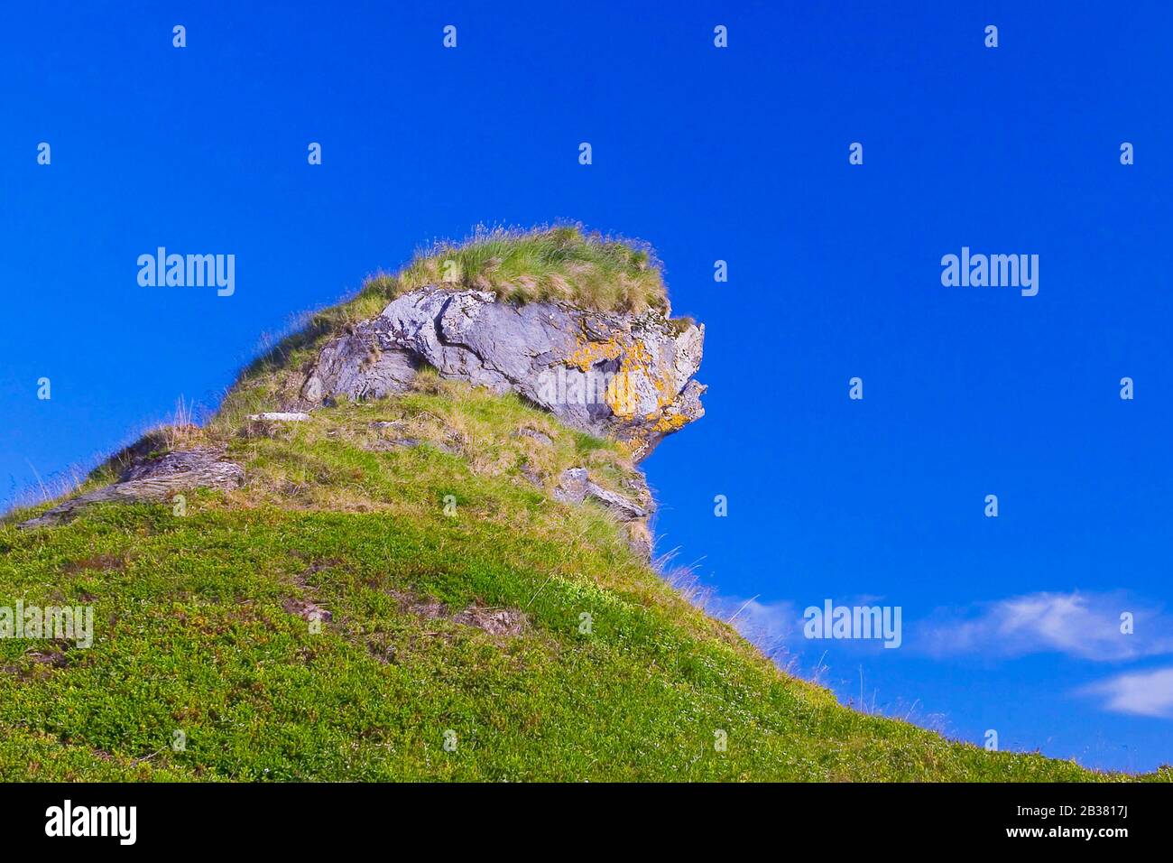 Samisches Heiligtum, Lappen Heiligtum, Löwenkopf, Felsformation, Norwegen, Stockfoto