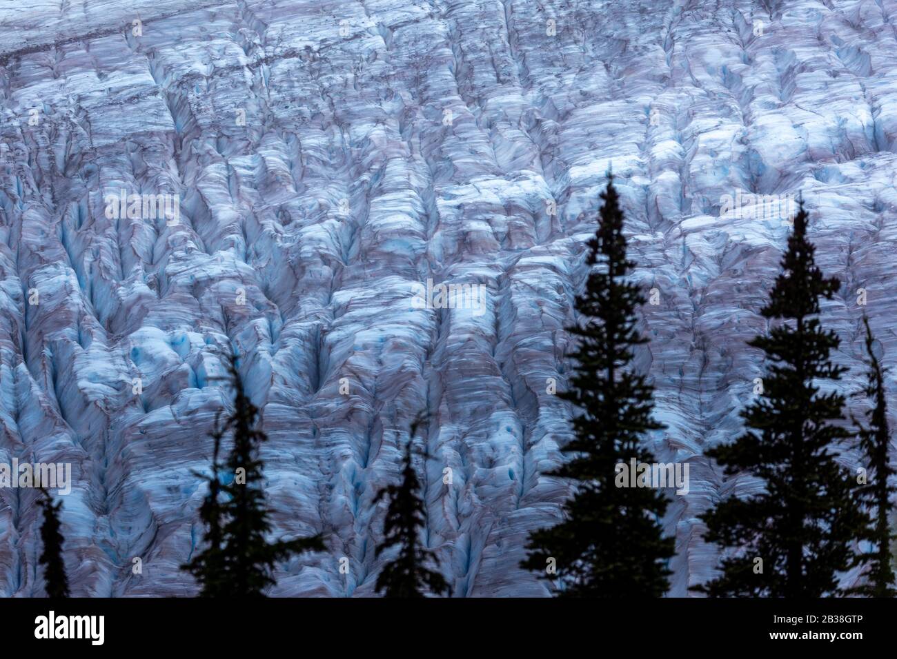Lachsgletscher, Stewart, British Columbia, Kanada. Moody Scene Nahaufnahme von Details, Hintergrundtexturen Stockfoto