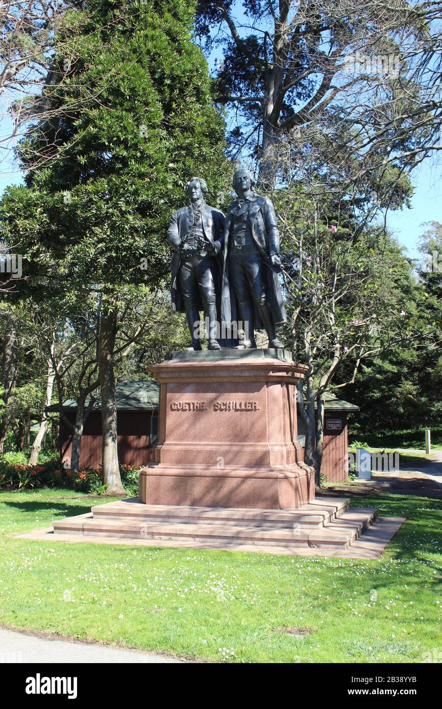 Goethe-Schillerdenkmal, Golden Gate Park, San Francisco, Kalifornien Stockfoto