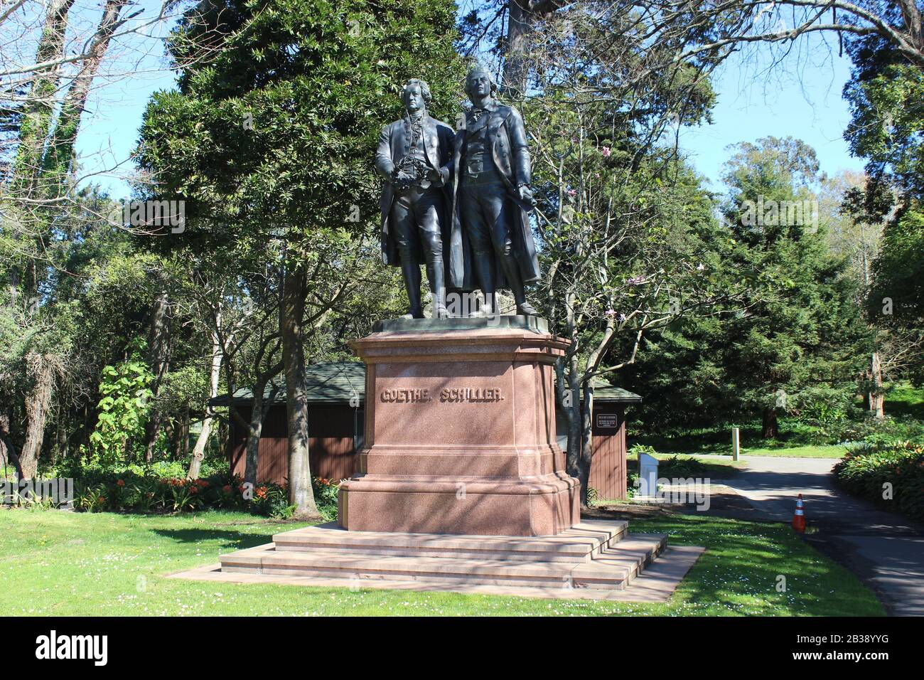 Goethe-Schillerdenkmal, Golden Gate Park, San Francisco, Kalifornien Stockfoto