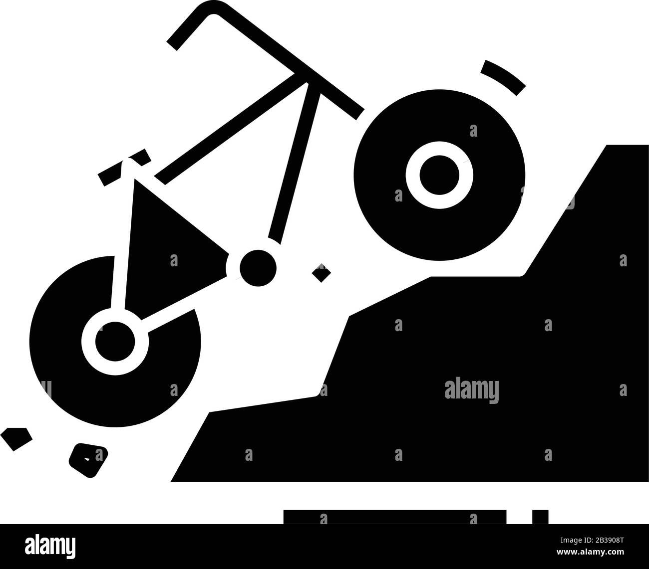 Mtbike, schwarzes Symbol, Konzeptabbildung, Vektor-Flachsymbol, Glyph-Zeichen. Stock Vektor