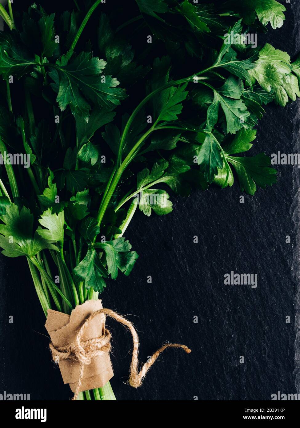 Frische Petersilie. Bund Petersilie, grünes organisches Kraut. Pflanzliche Zutat für gesunde, leckere Speisen Stockfoto