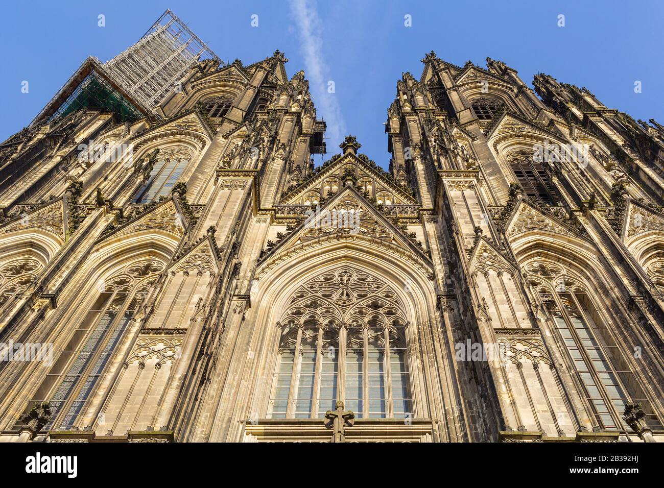 Kölner Dom in Köln, Deutschland. Details der Fassade. Stockfoto