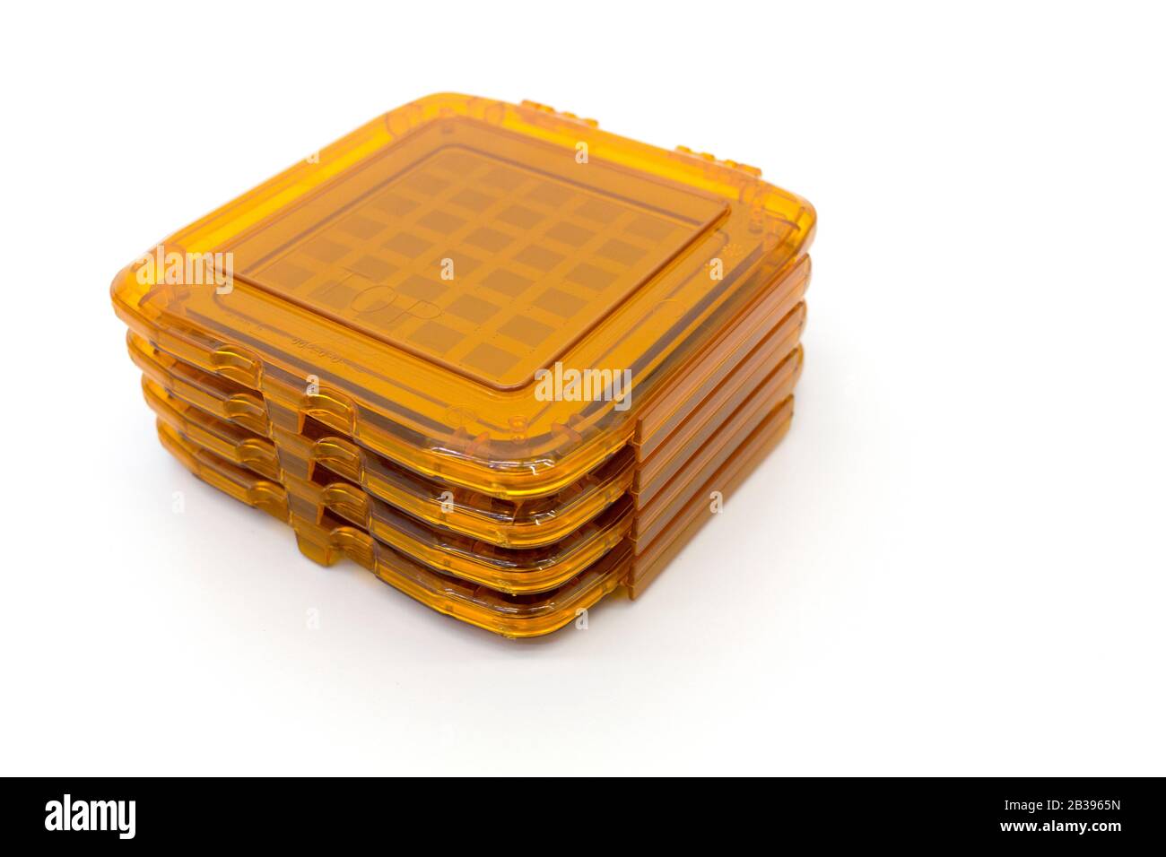Foto von Fotomasken für die Fotolithografie Verfahren eine orange Boxen Stockfoto