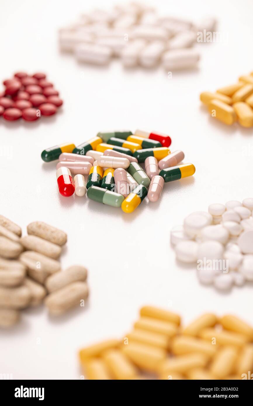 Verschiedene pharmazeutische Medikamente Stockfoto