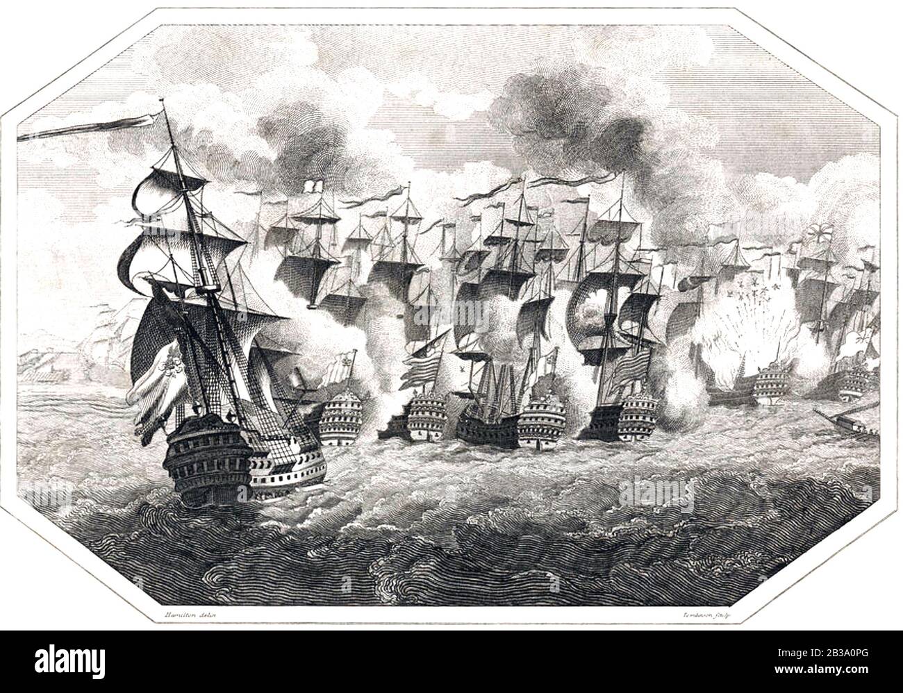 Schlachten VON BARFLEUR UND LA HOUGUE 29/30 Mai 1692 zwischen Frankreich und einer britisch-niederländischen Flotte Stockfoto