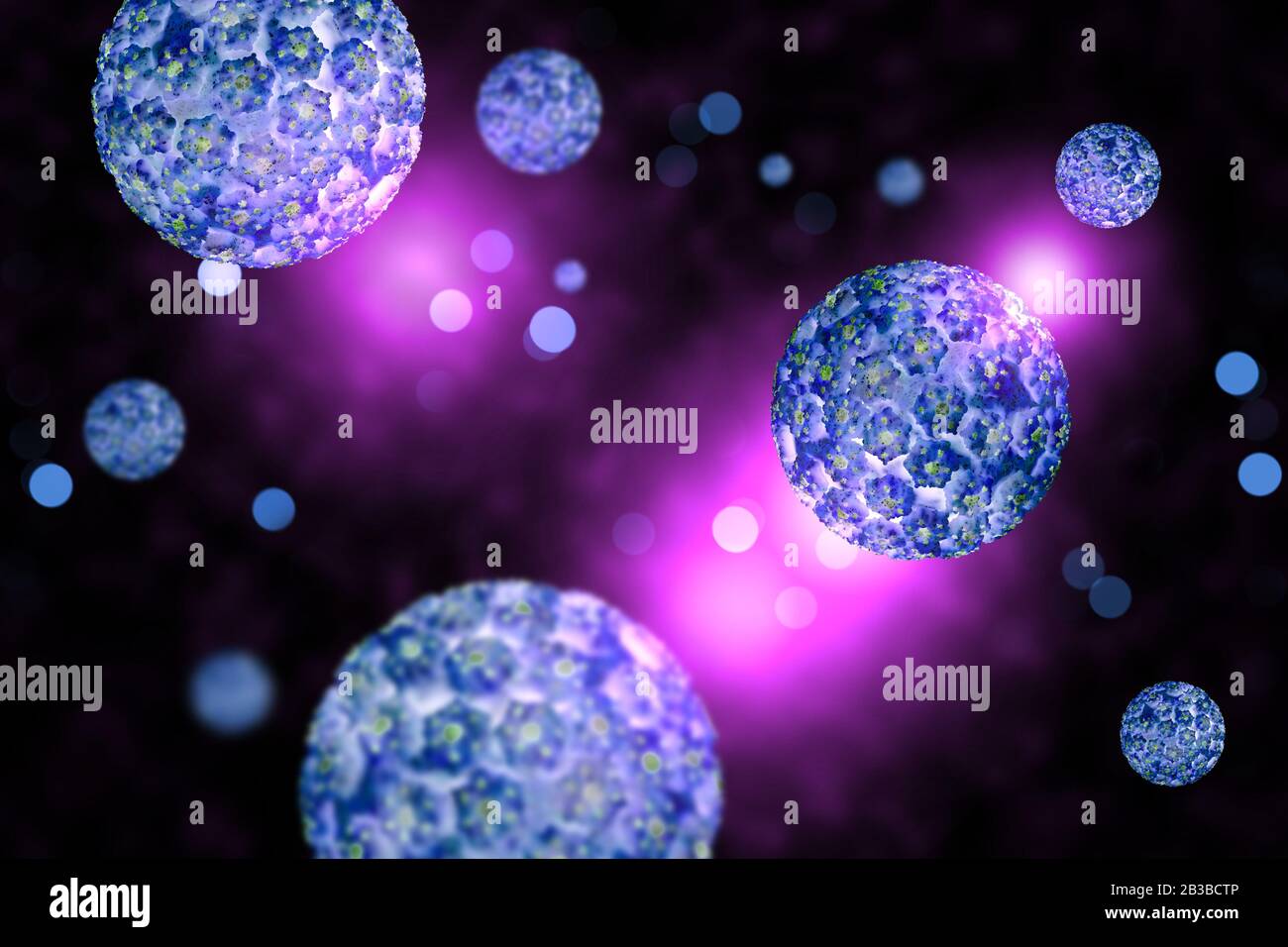Infektionskrankheit humane Papillomaviruszellen konzeptionelle 3D-Abbildung Stockfoto