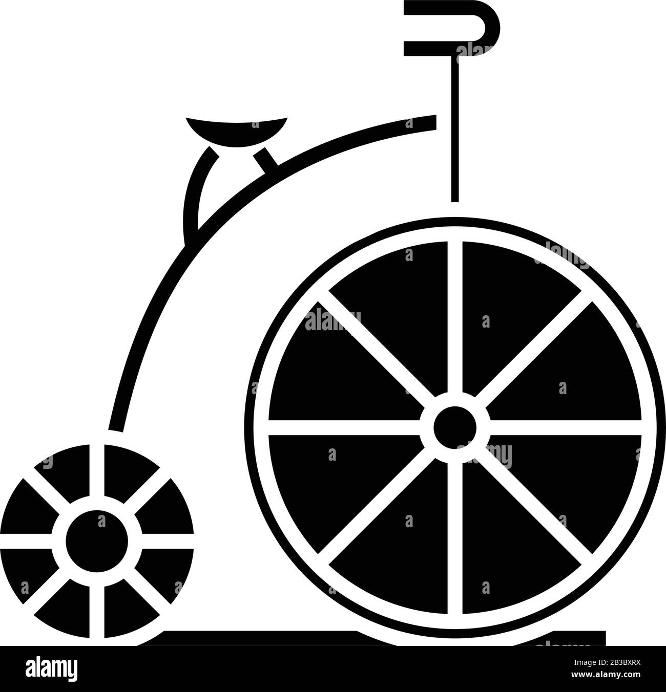 Schwarzes Symbol für Monokycle Bike, Konzeptabbildung, Vektor-Flachsymbol, Glyph-Zeichen. Stock Vektor