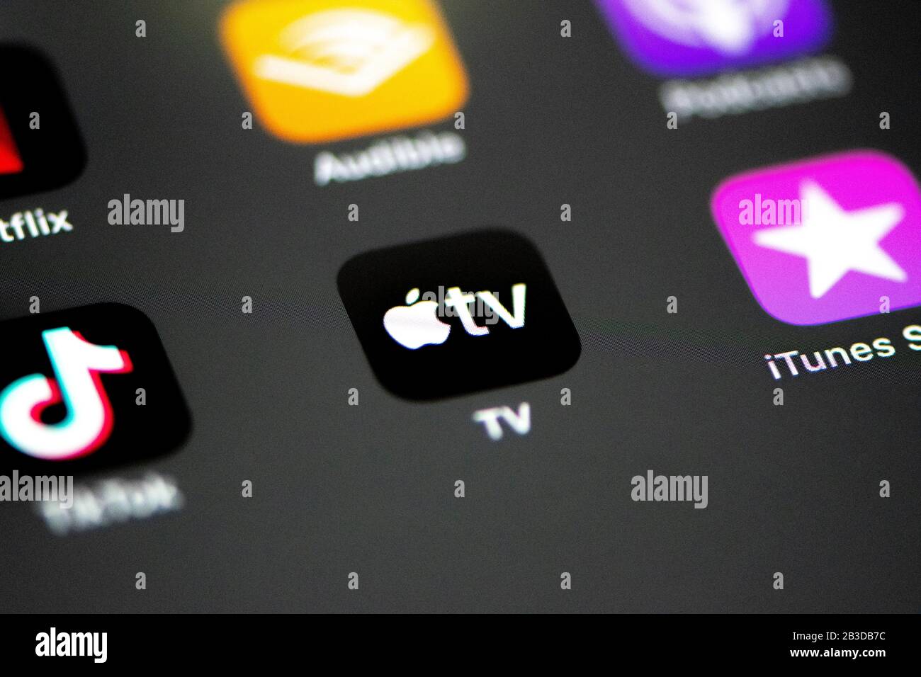 Apple TV App, Video Streaming Service, App-Symbol, Display, iPhone, iOS, Smartphone, Nahaufnahme, Detail, Deutschland Stockfoto