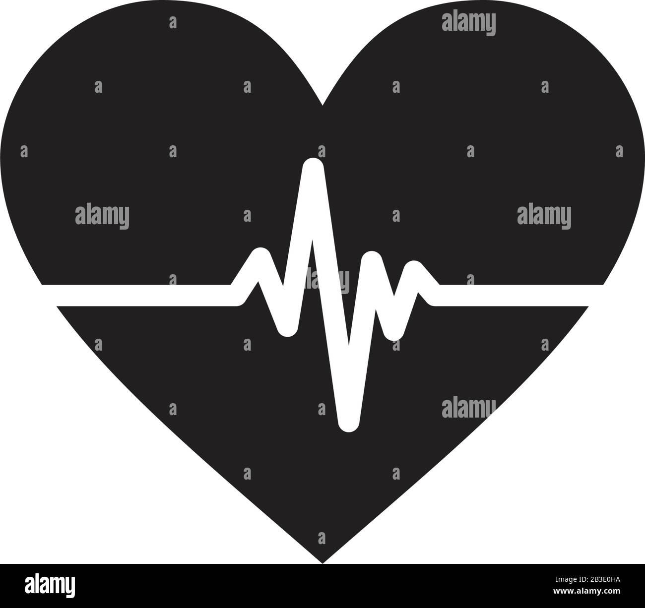 Die schwarze Farbvorlage für das Herz- und Kardiogramm kann bearbeitet werden. Das Herz- und Kardiogrammsymbol Flat Vector Illustration für Grafik- und Webdesign. Stock Vektor