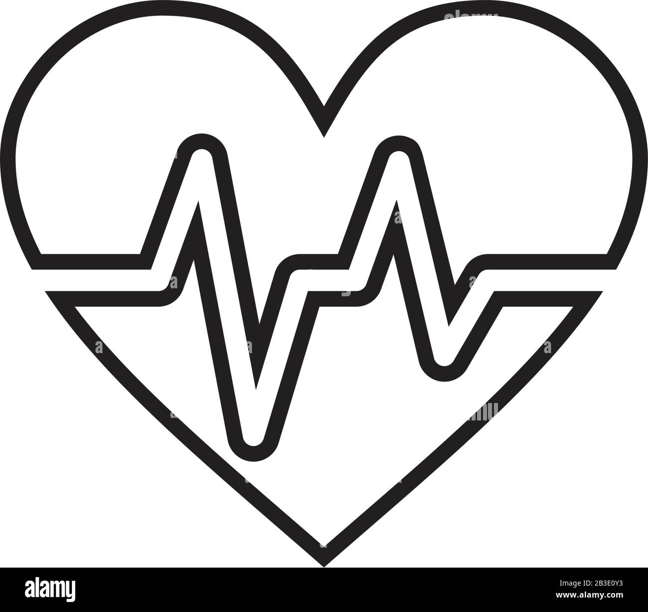 Die schwarze Farbvorlage für das Herz- und Kardiogramm kann bearbeitet werden. Das Herz- und Kardiogrammsymbol Flat Vector Illustration für Grafik- und Webdesign. Stock Vektor