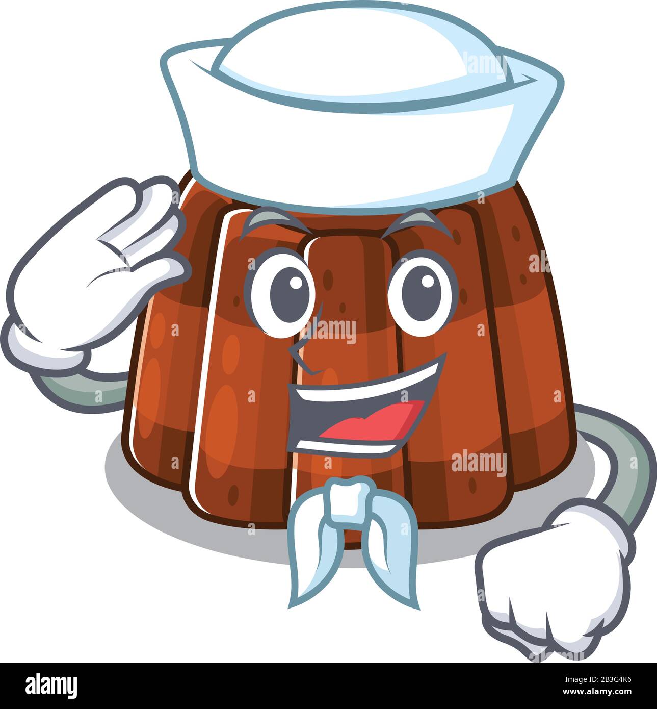 Chocolate Pudding Cartoon Concept Sailor mit Hut Stock Vektor