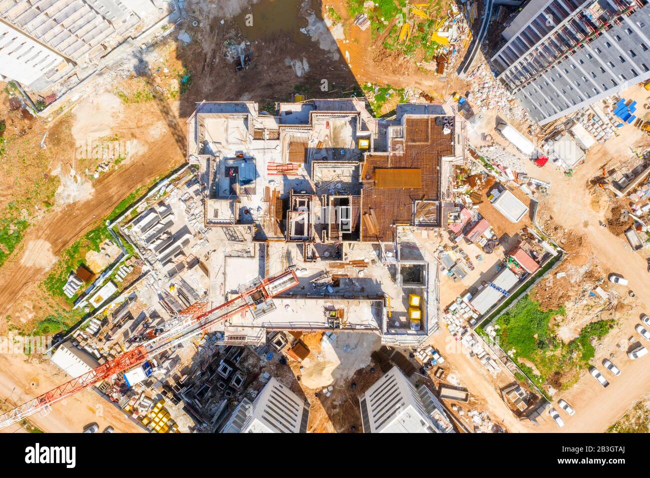 Große Wohnbaustelle, Luftbild. Stockfoto