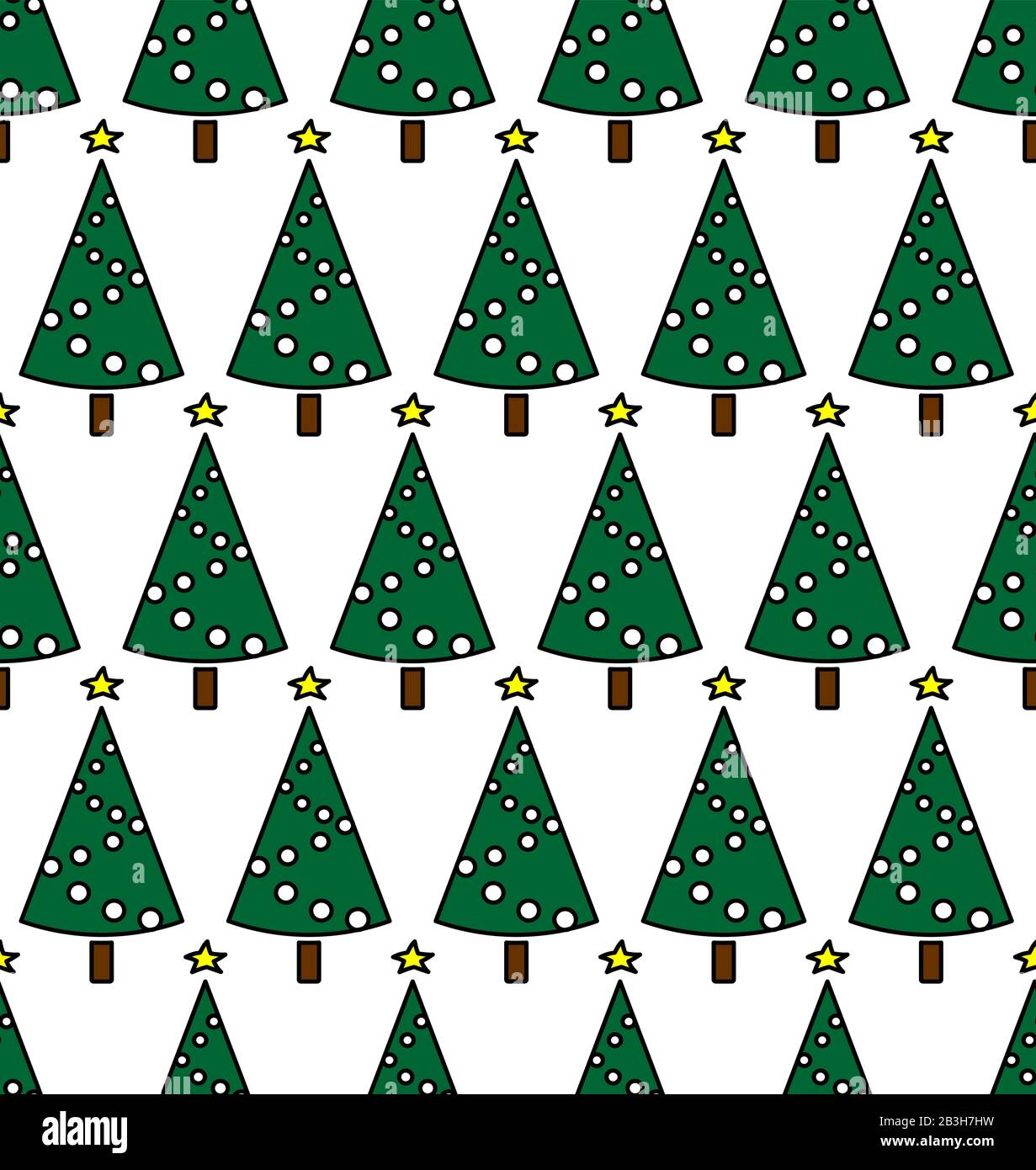 Nahtlose Muster Von Weihnachtsbäumen Mit Weihnachtskugeln Und Sternen. Neues Jahr. Grüne Spruce Auf WEISSEM Hintergrund. Zur Dekoration, Textil, F. Stock Vektor