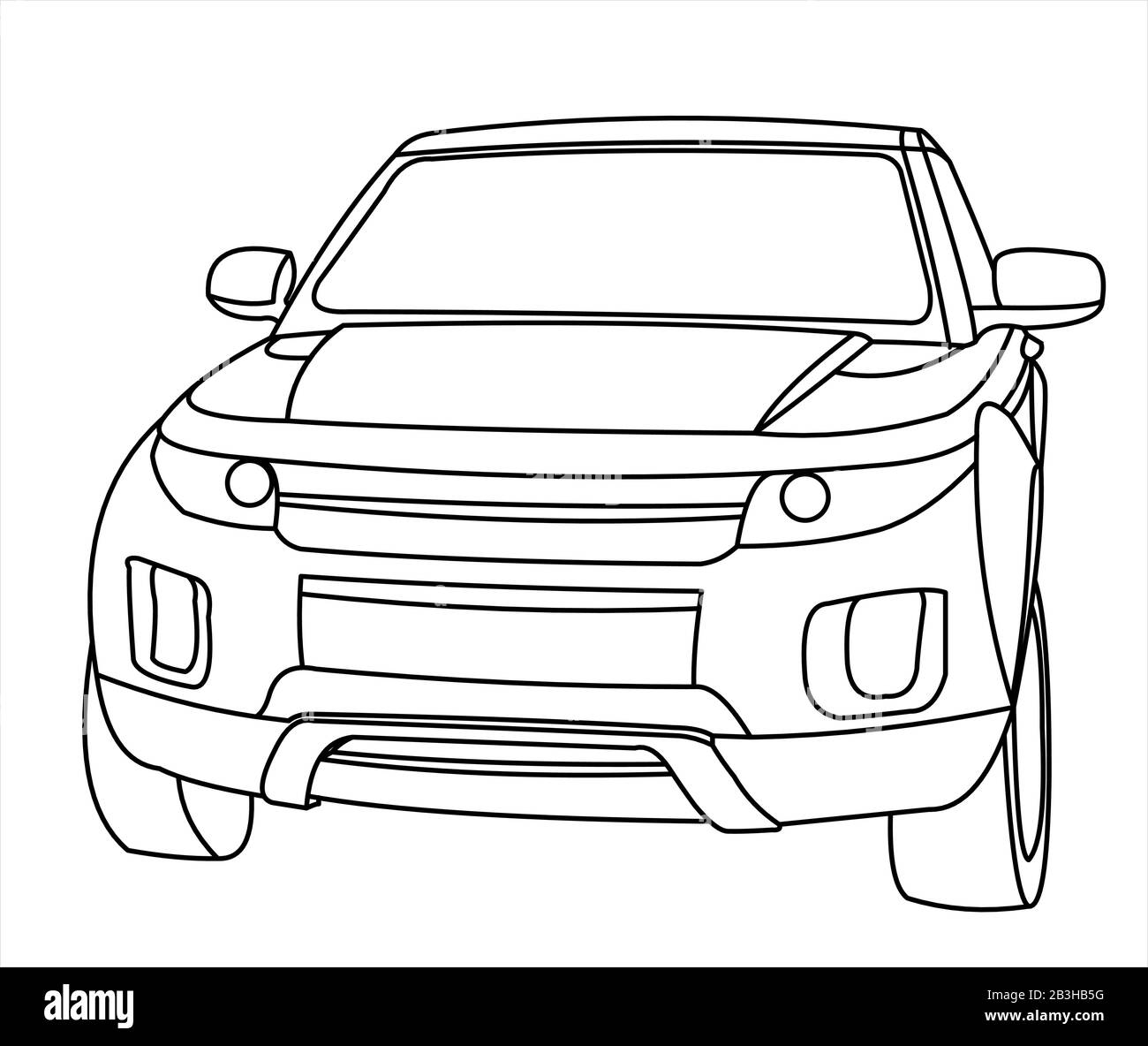 SUV, Vorderansicht. Teures Auto. Moderne flache Vektorgrafiken. Stock Vektor