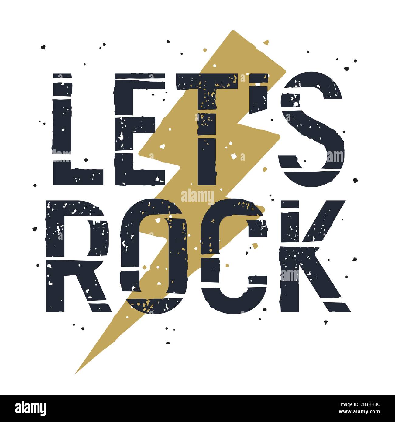Rock Music Slogan T-Shirt Grafik. Grafik-T-Shirt-Designkonzept. Vektorgrafiken mit blitzendem und trendigen Slogan zum Thema Musik. Grunge Textur ein Stock Vektor