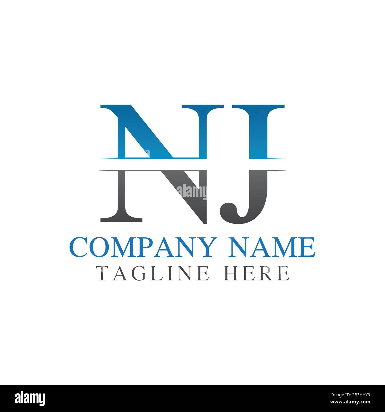 Anfangsvorlage für den Monogrammbrief für das NJ-Logo. NJ Letter Logo Design Stock Vektor