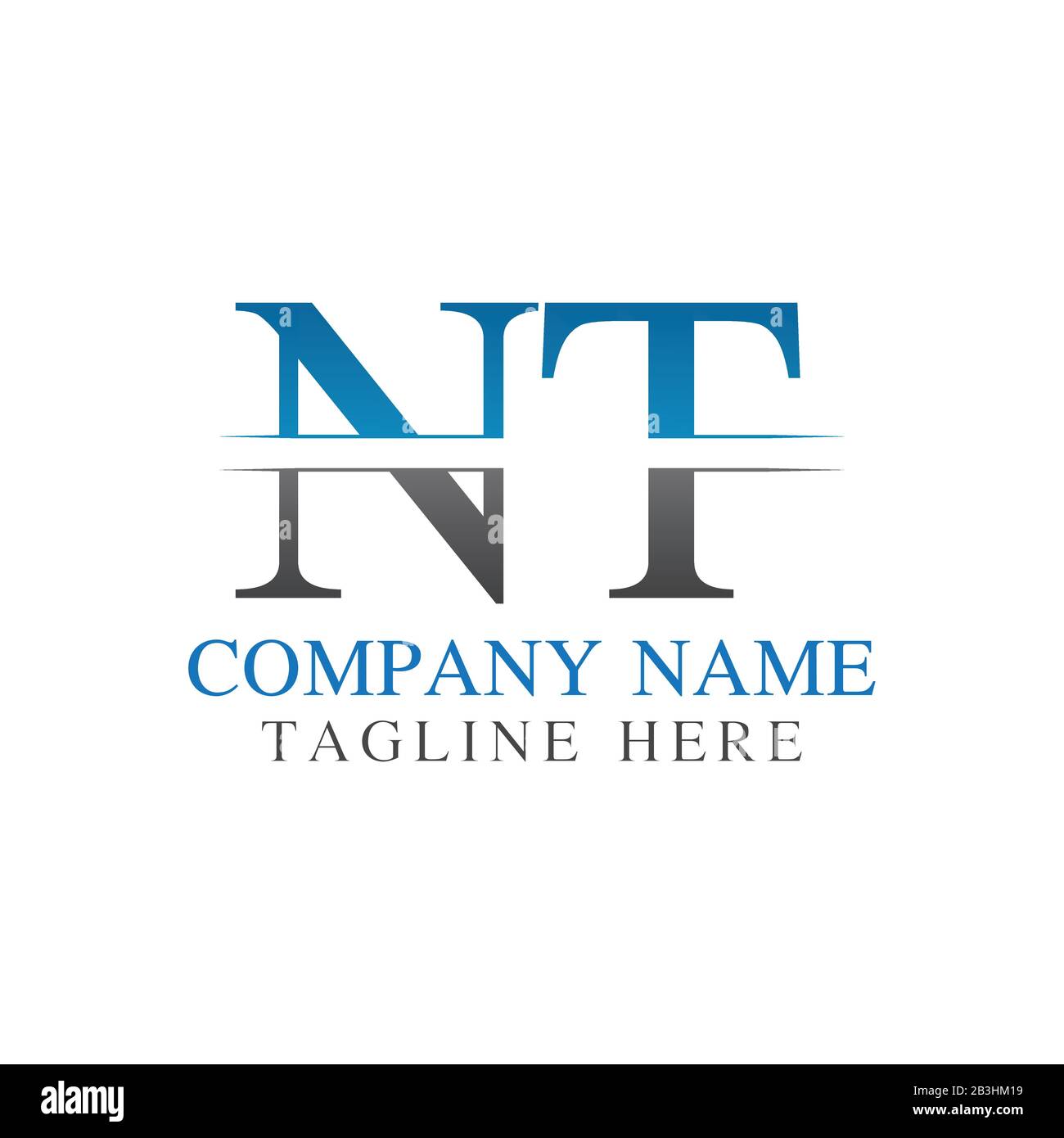 Vektor-Vorlage für das anfängliche Monogramm-Letter-NT-Logo. NT Letter Logo Design Stock Vektor