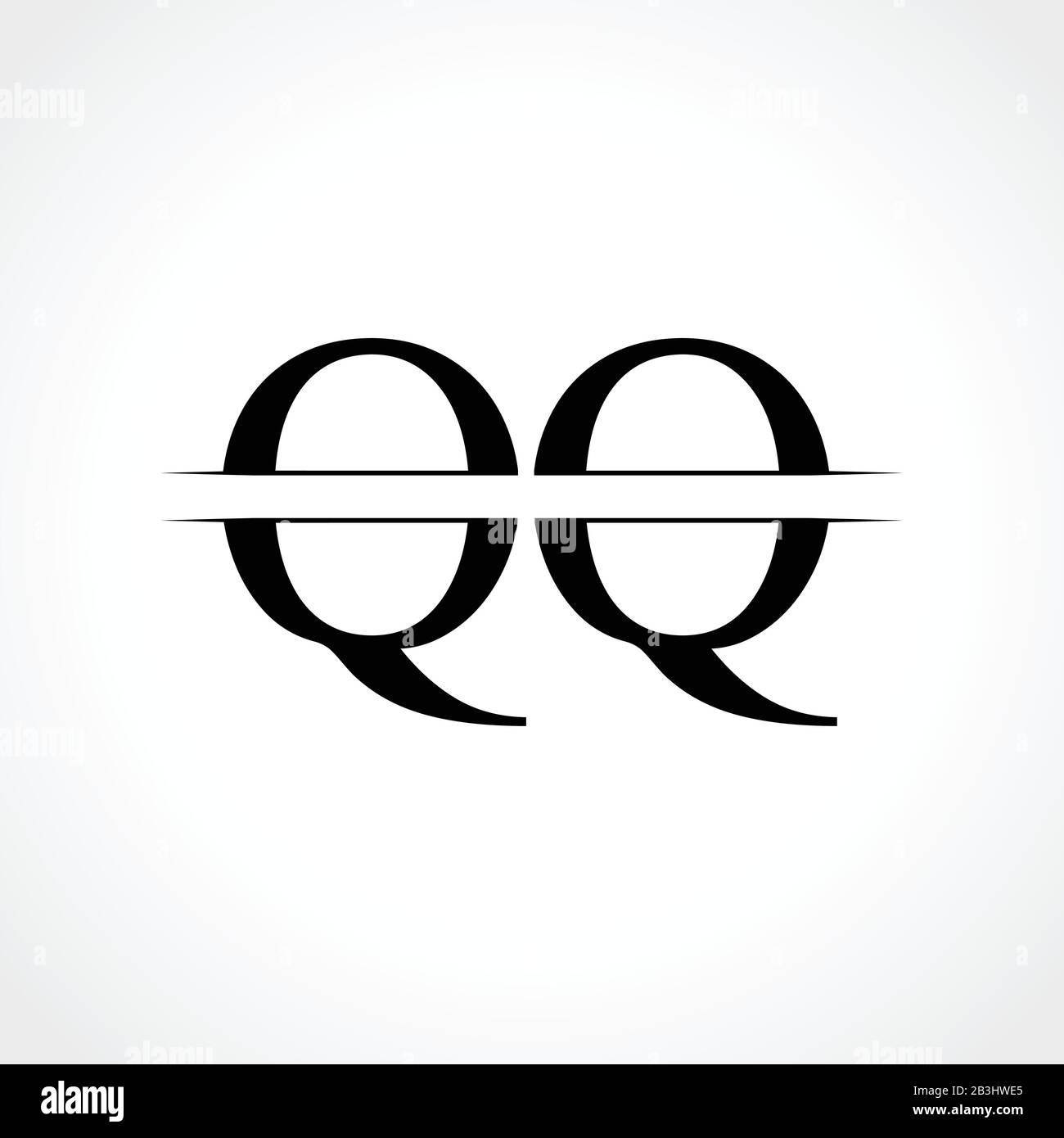 Anfangsbuchstaben für Monogramm QQ Logo Design Vector Template. Schwarzes QQ Letter Logo Design Stock Vektor