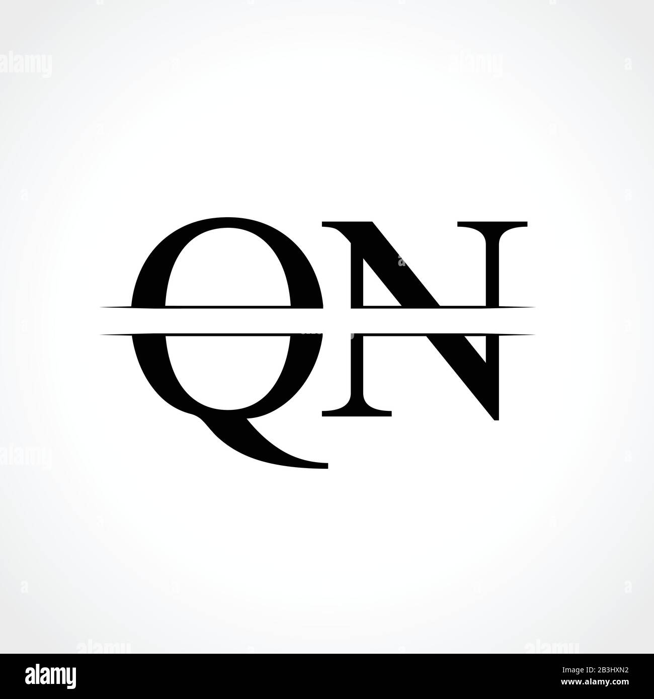 Erste Vektorvorlage für das QN-Logo im Monogramm-Brief. Design mit schwarzem QN-Letter-Logo Stock Vektor