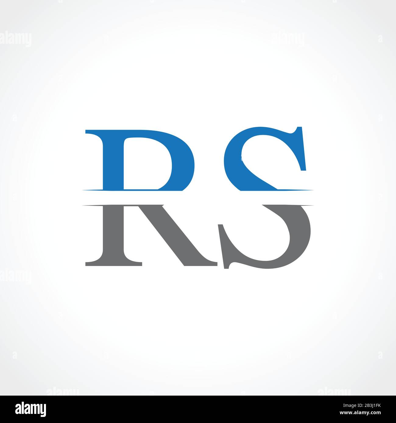 Abstrakter Buchstabe RS Logo Design Vektor-Vorlage. Creative-Blau- und Graustufenfarben, RS Letter Logo Design Stock Vektor