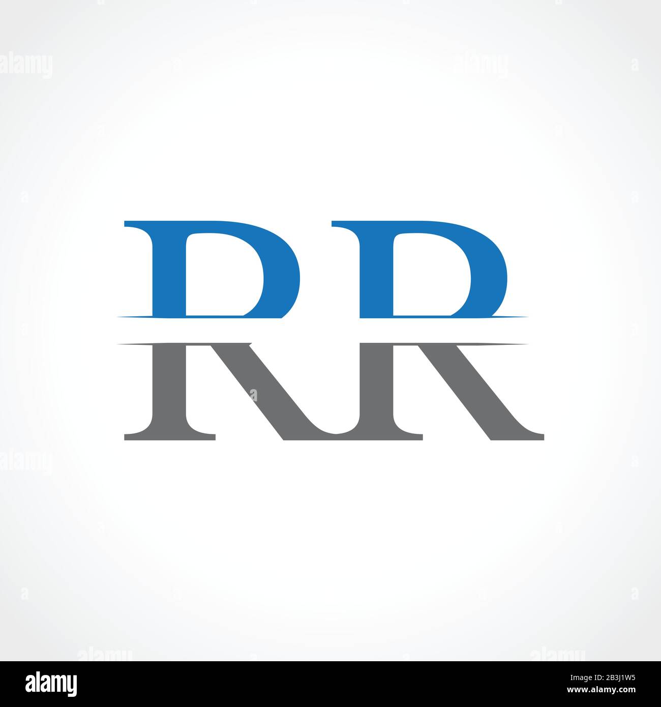 Vektorvorlage für abstraktes Letter-RR-Logo. Kreatives Design mit blauem und grauem Rr Letter Logo Stock Vektor