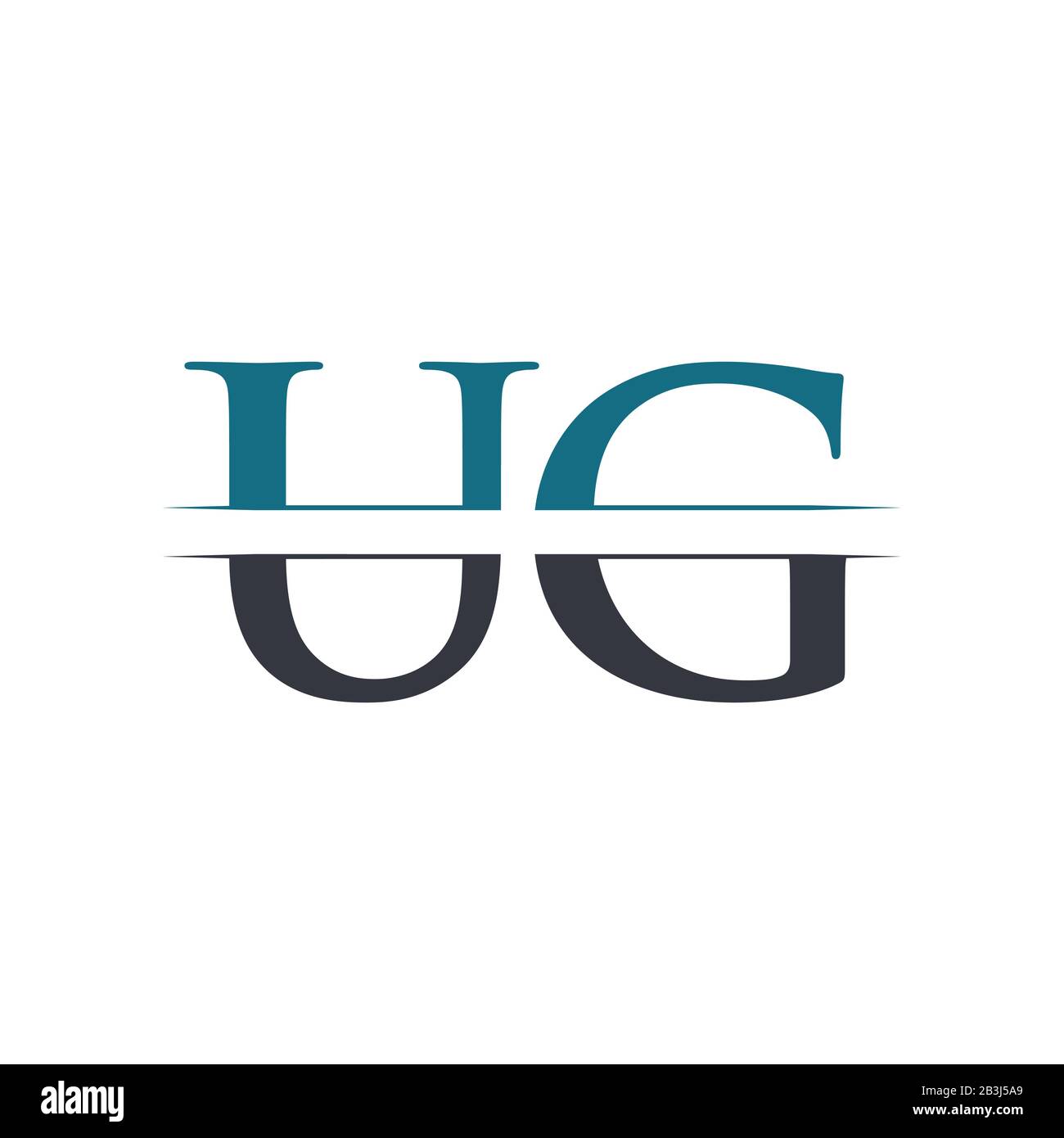 Initial mit dem UG-Logo Design Vector Template. UG Schreiben Logo ...