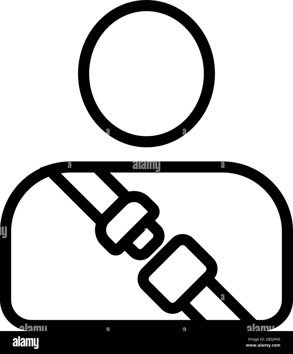 Vektor des Sitzgurtsymbols. Isolierte Darstellung des Kontursymbols Stock Vektor