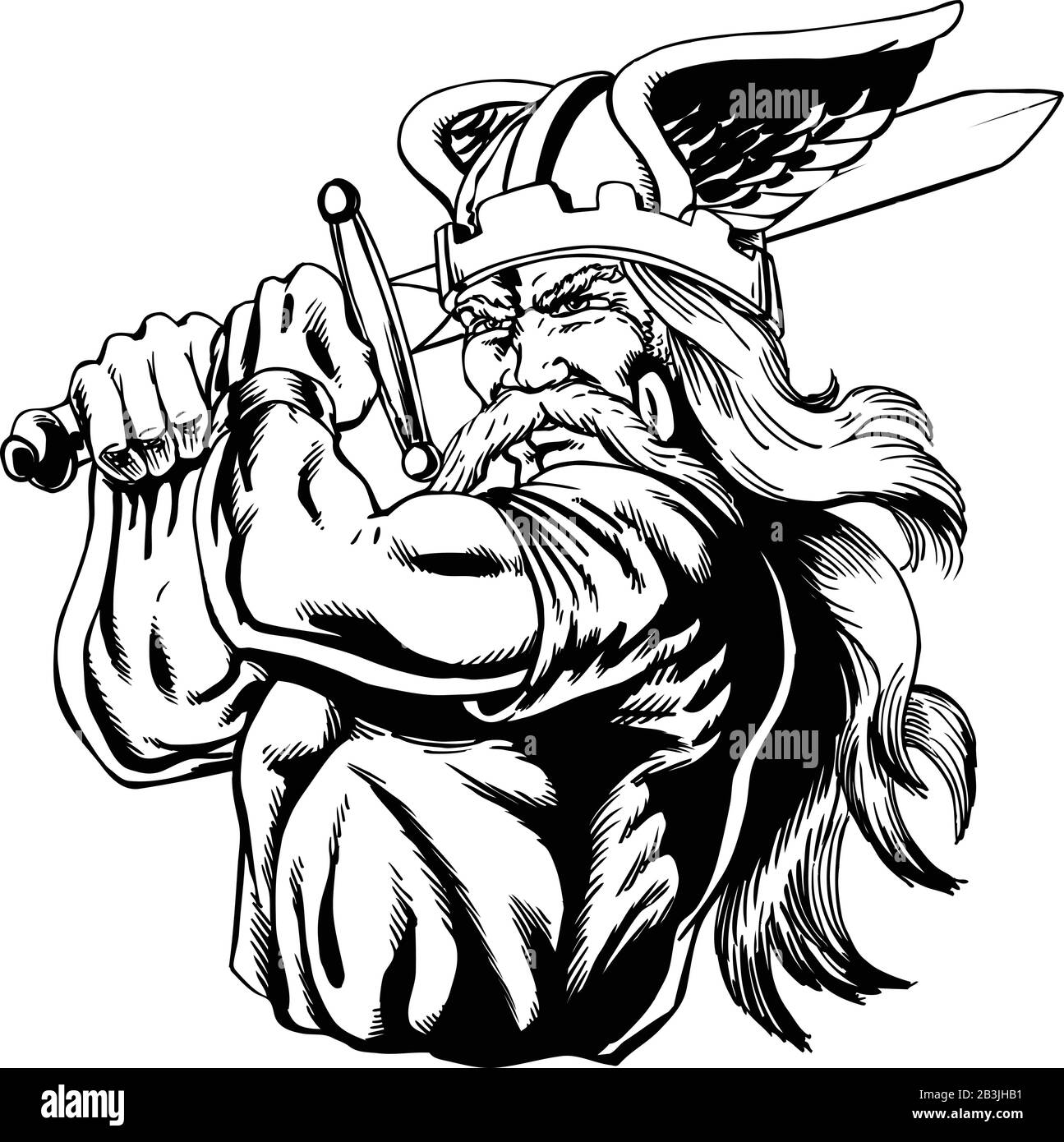 Viking Swordsman Vector Illustration Stock Vektor