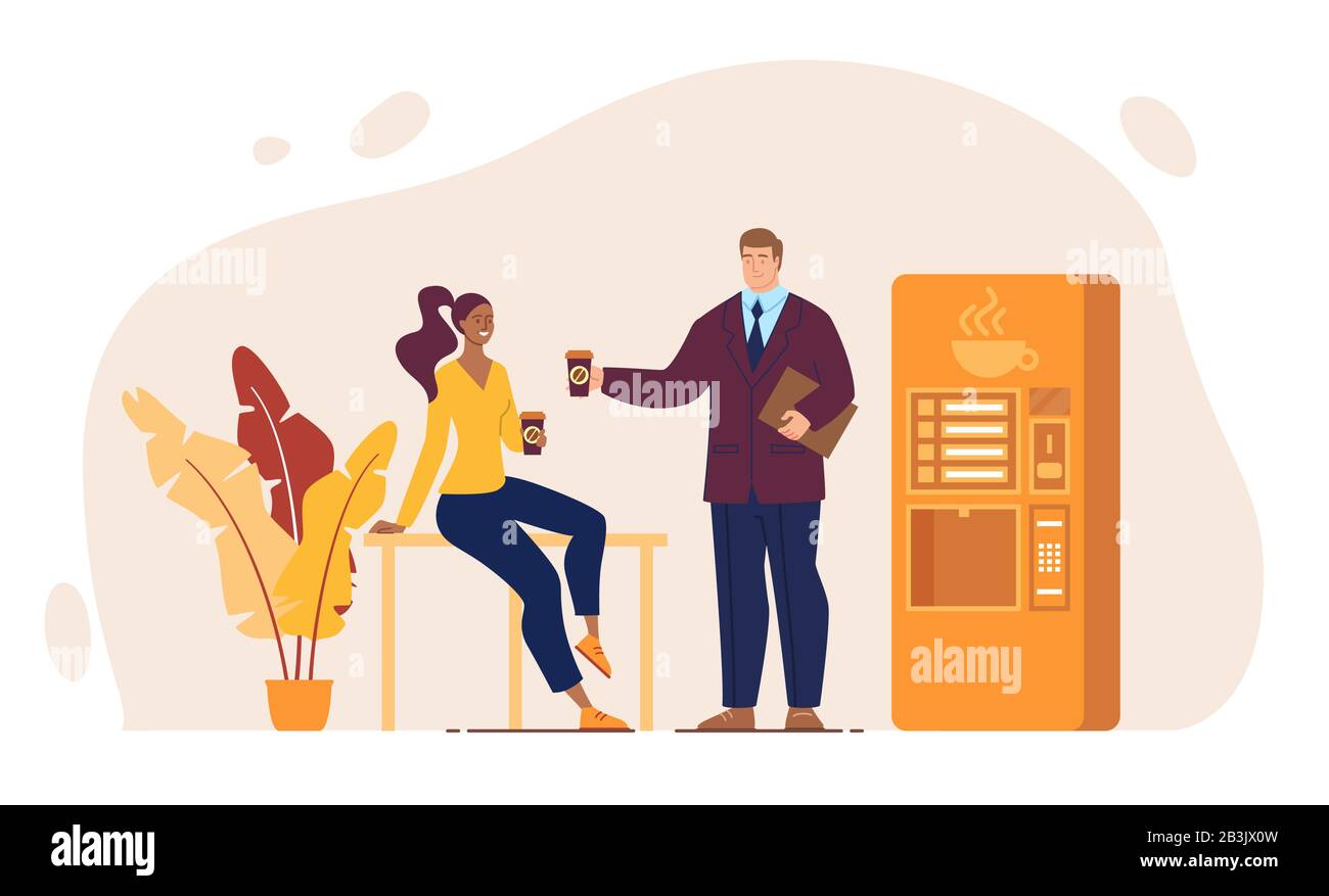Bürokollegen Coffee Break Flat Vector Konzept Stock Vektor
