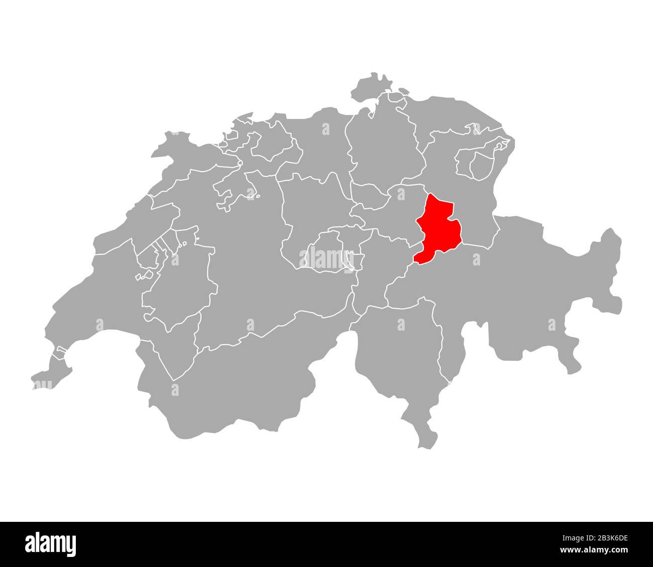 Karte von Glarus in der Schweiz Stockfoto