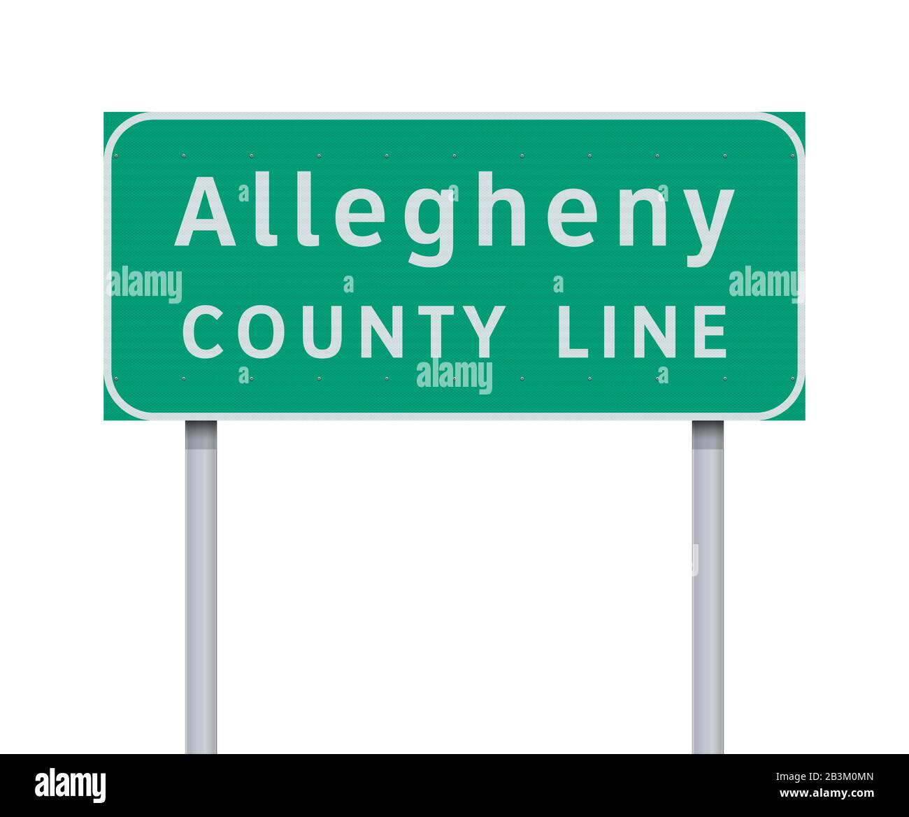 Vektordarstellung des grünen Straßenschildes der Allegheny County Line auf metallischen Pfosten Stock Vektor