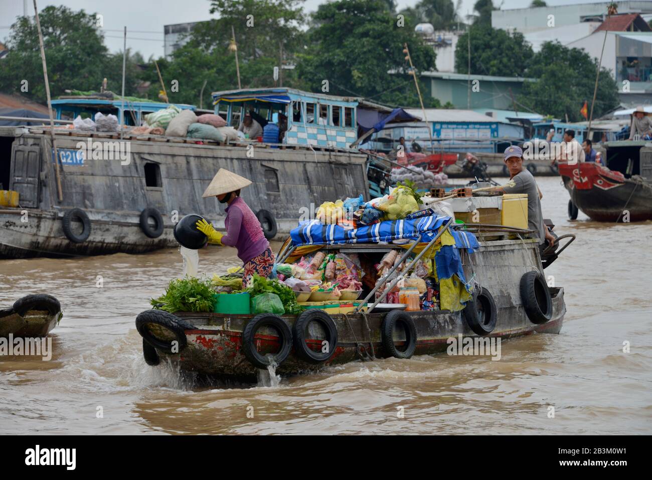 Schwimmender Markt 'Cai Rang', Song Can Tho, Can Tho, Vietnam Stockfoto