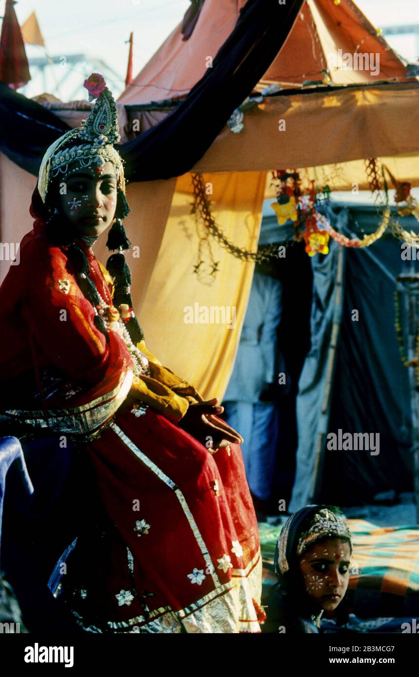 Krishna Leela, Kumbh Fair, Allahbad, Uttar Pradesh, Indien, Asien Stockfoto