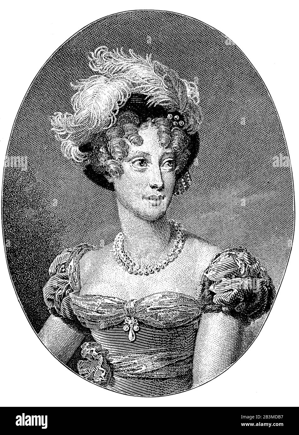 Marie-Caroline de Bourbon-Sicile, Duchesse de Berry, Maria Carolina Ferdinanda Luise, 5. November von Oktober bis 17. April 1870, war eine italienische Prinzessin des Hauses Bourbon/Marie-Caroline de Bourbon-Sizilen, Herzogin von Berry, Maria Carolina Ferdinanda Luise, 5. November 2008 - 17. April 1870, war eine italienische Prinzessin des Hauses Bourbon, historisch, digital verbesserte Wiedergabe eines Originals aus dem 19. Jahrhundert / Digitale Produktion einer Originalanlage aus dem 19. Jahrhunderts Stockfoto