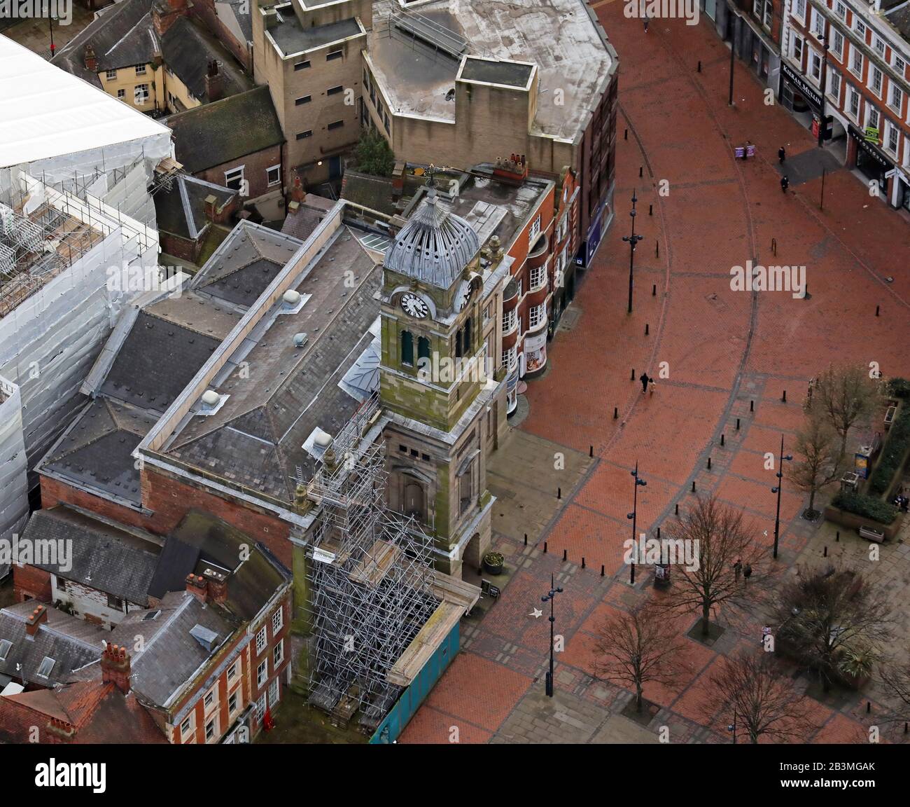 Luftbild des Guildhall Theatre in Derby Stockfoto