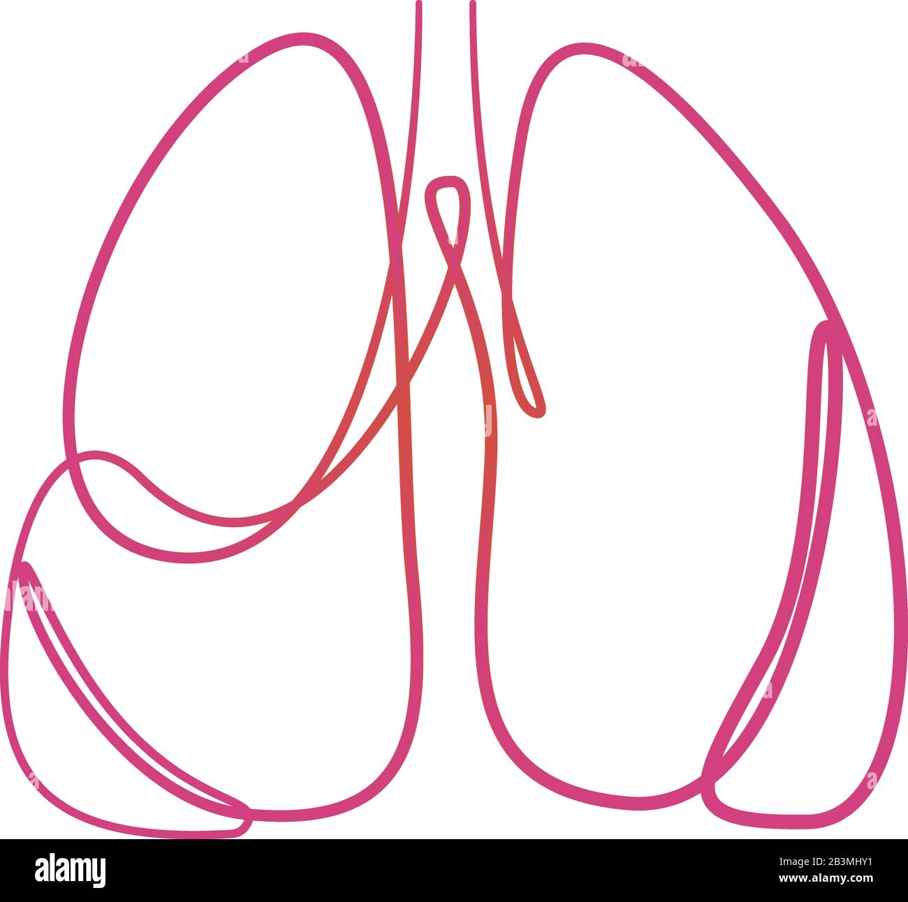 Eine kontinuierliche Linie Kunst anatomische menschliche Lunge Silhouette in gesunder Farbe. Gesunde Medizin gegen Rauchen Konzept Design Welt kein Tabak Tag t Stock Vektor