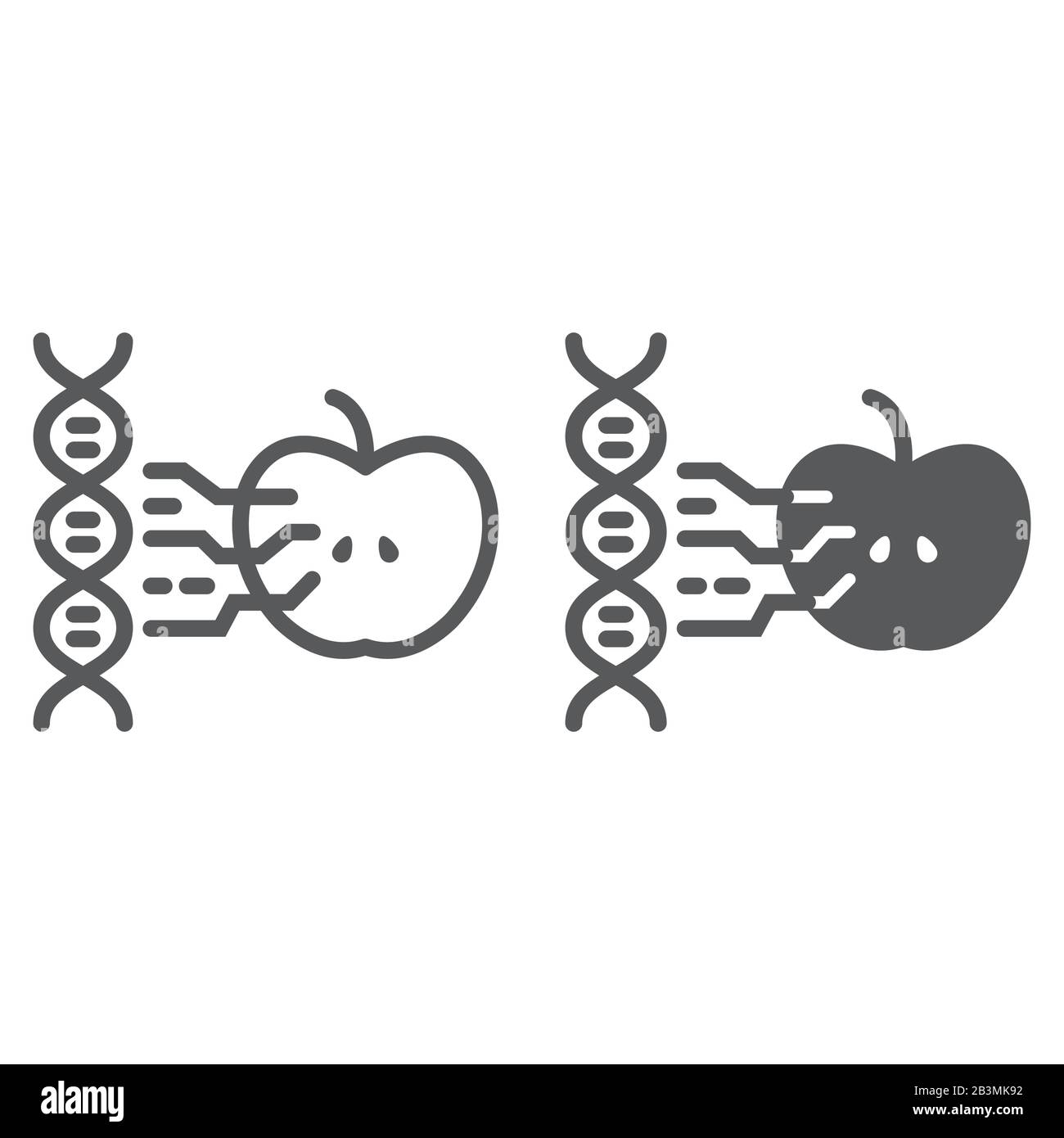 Synthetic Biology Line and Glyph Icon, Technology and Genetic, dna with apple Sign, Vector Graphics, a linear Pattern on a White background, eps 10. Stock Vektor