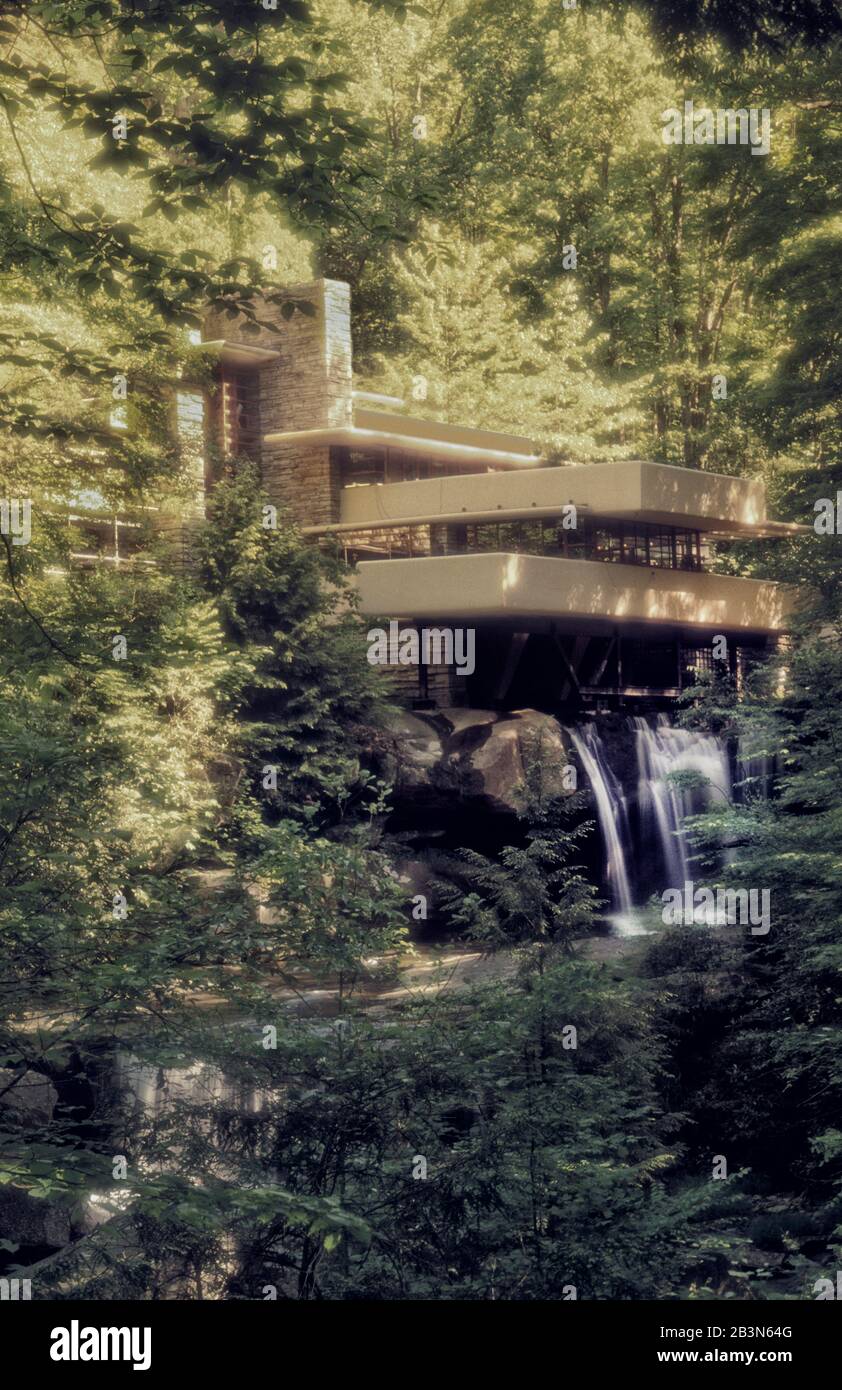 Fallingwater House entwarf bu Frank Lloyd Wright in Pennsylvania USA Stockfoto
