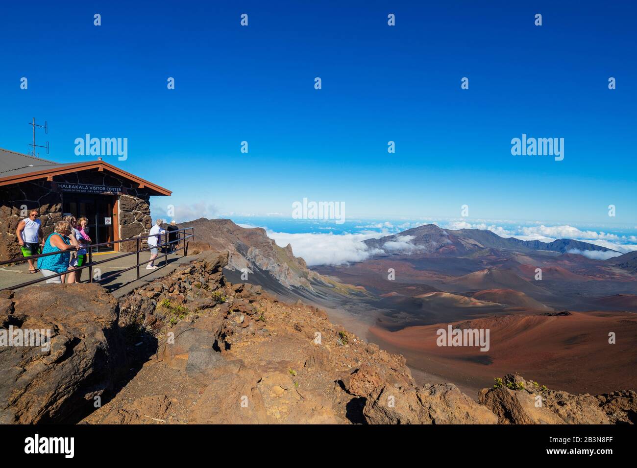 Haleakala-Nationalpark, vulkanische Landschaft und Gipfelbesucherzentrum, Maui Island, Hawaii, Vereinigte Staaten von Amerika, Nordamerika Stockfoto