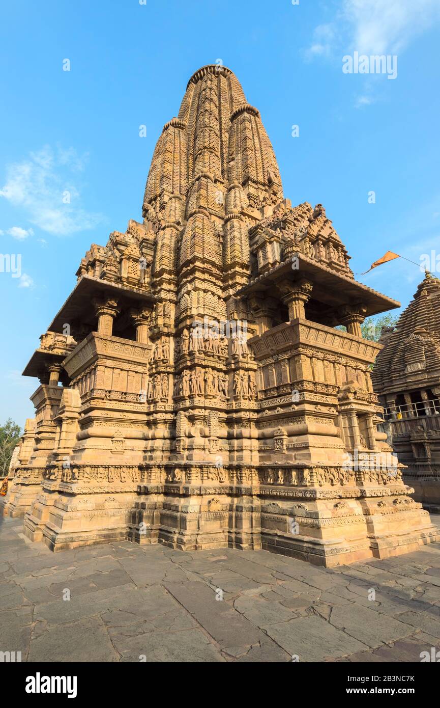 Lakshmana-Tempel, Khajuraho-Gruppe Der Denkmäler, UNESCO-Weltkulturerbe, Madhya Pradesh Bundesstaat, Indien, Asien Stockfoto