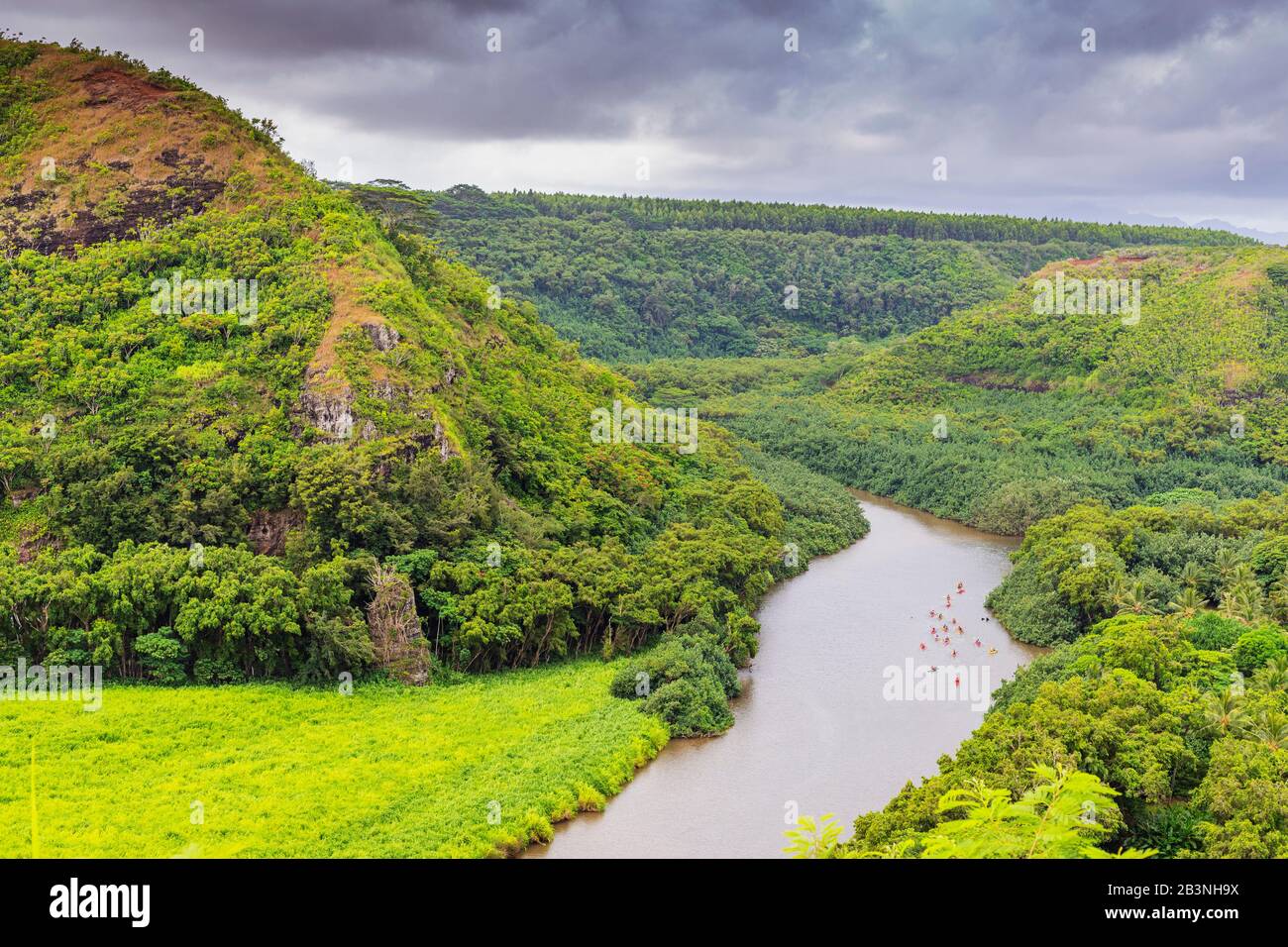 Kajakfahrer am Wailua River, Kauai Island, Hawaii, Vereinigte Staaten von Amerika, Nordamerika Stockfoto