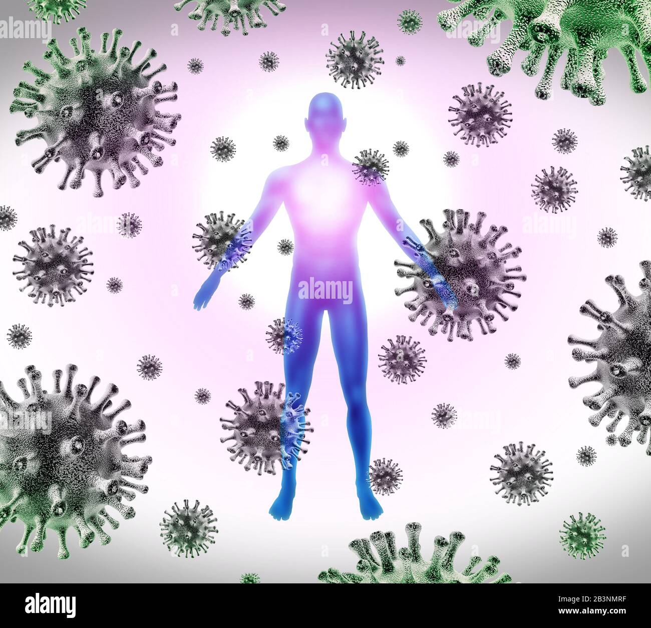 Respiratorische Coronavirus Virusausbruch Infektion und Coronaviren Influenza-Hintergrund als gefährliche Grippe-Strain-Fälle oder SARS als Pandemie. Stockfoto