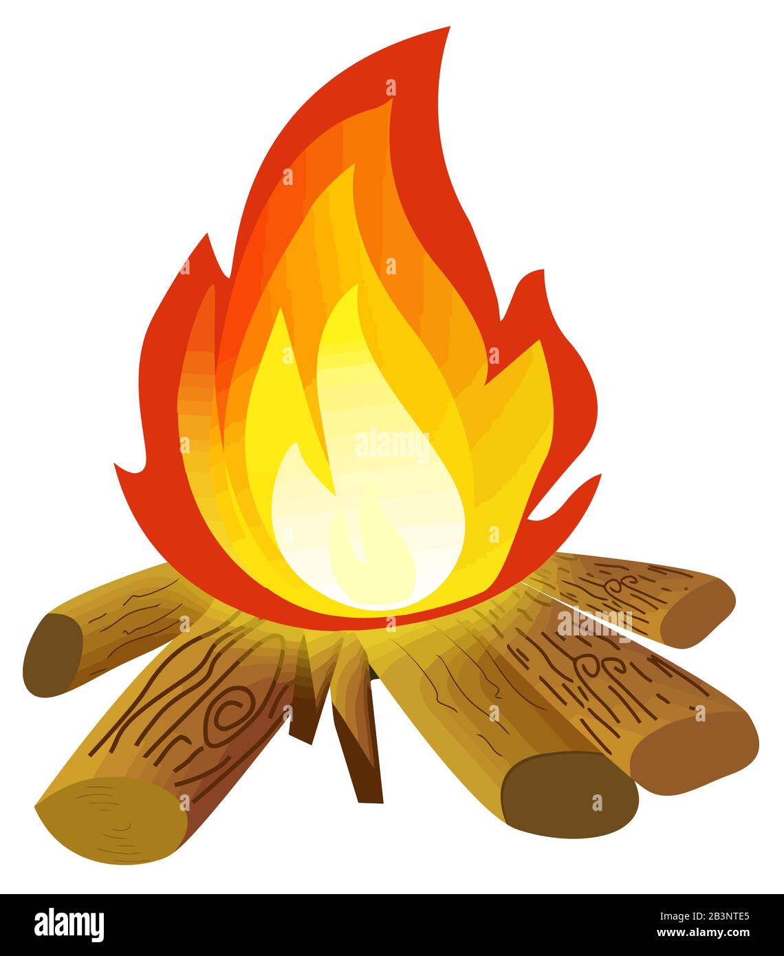 Lagerfeuer Feuer Flamme heißes Holz Illustration Stockfoto