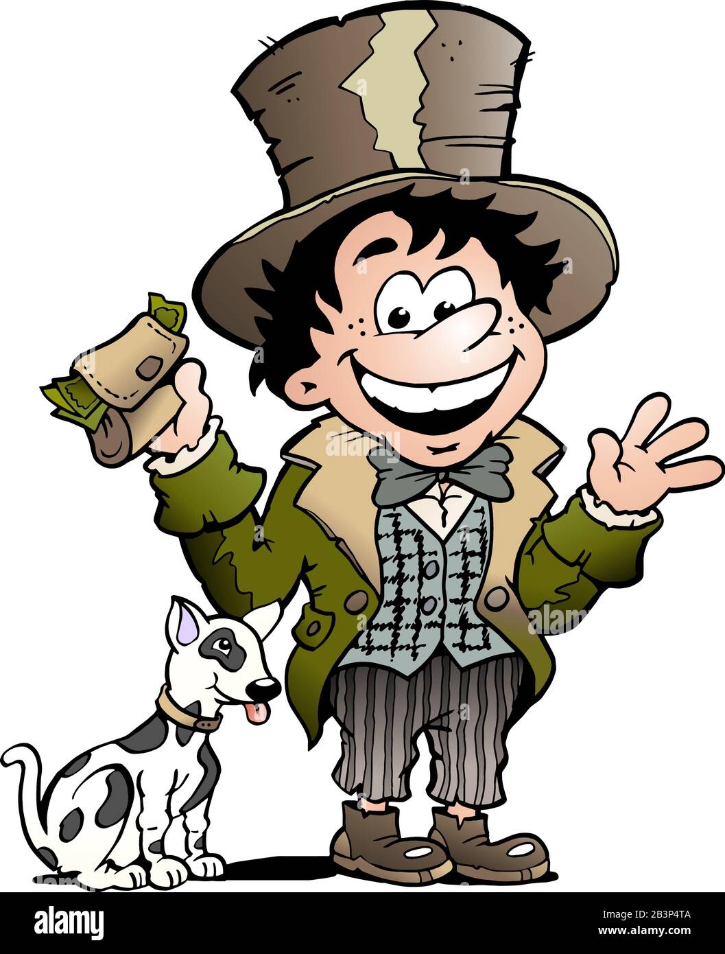 Vector Cartoon Illustration of a Happy Oliver Twist Stock Vektor