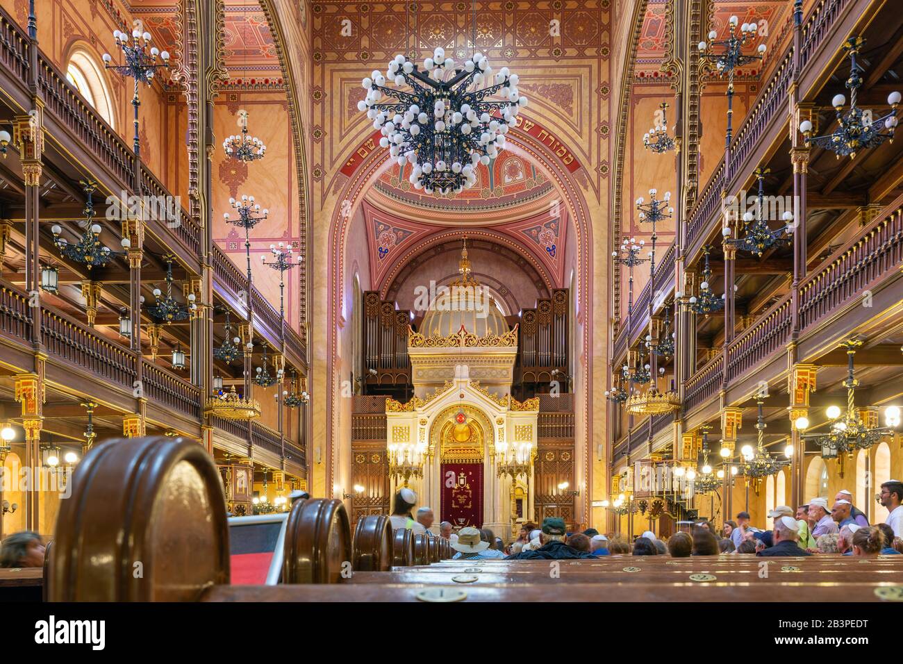 Inneneinrichtung der Großen Synagoge - Tabakgasse - in Budapest, Ungarn. Stockfoto