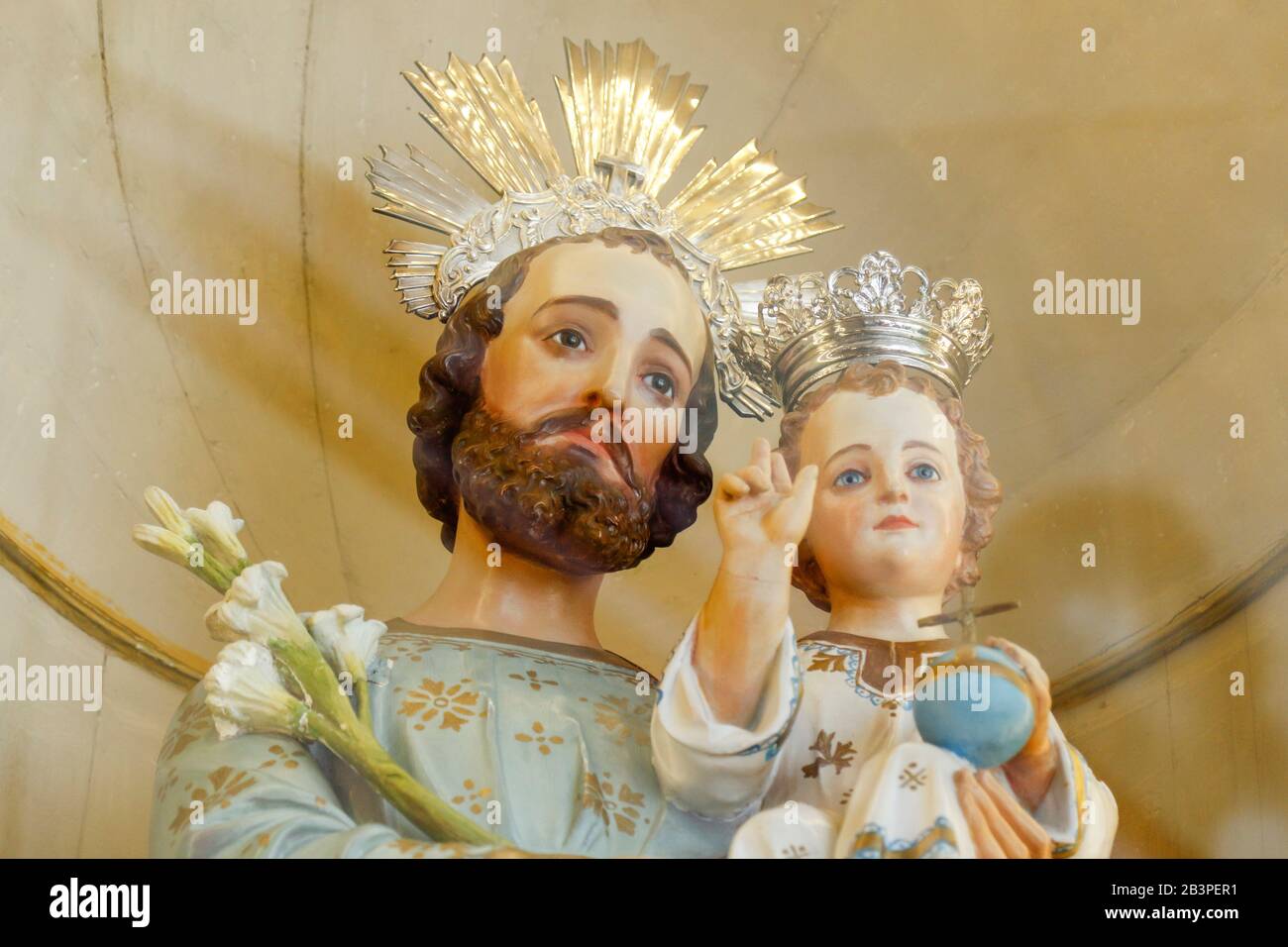 Saint Joseph und das Jesuskind der Katholischen Kirche - Sao Jose - Menino Jesus-St Joseph Stockfoto