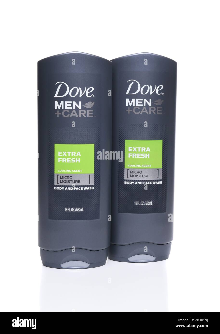 Irvine, CA - 22. SEPTEMBER 2017: Dove Men + Care Extra Fresh Body and Face Wash Dove ist eine persönliche Pflegemarke im Besitz von Unilever. Stockfoto