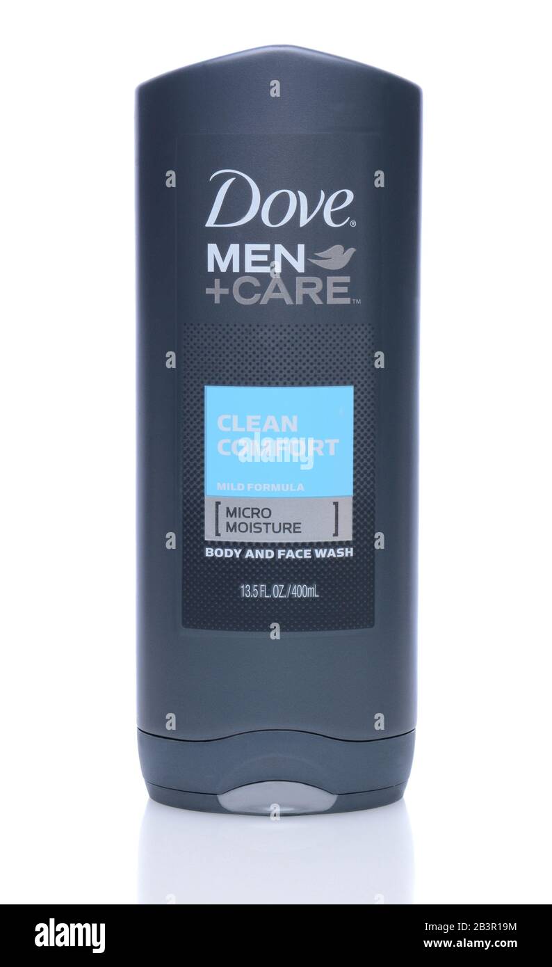 Irvine, CA - 14. Mai 2014: Eine 13,5 oz Flasche Dove Men +Care Body and Face Wash Dove ist eine persönliche Pflegemarke im Besitz von Unilever. Stockfoto